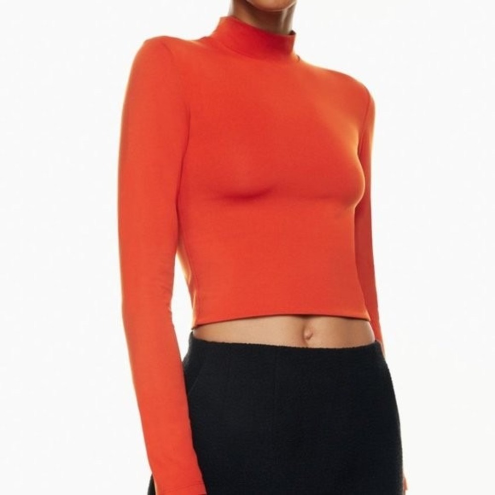 Babaton Contour Mockneck Long Sleeve Crop Top Orange XS 92127